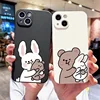 Soft Case TPU Silicone Cartoon Bear Cute Rabbit for IPhone 13 11 12 14 Pro Max Mini X XS XR 8 7 14 Plus SE 1