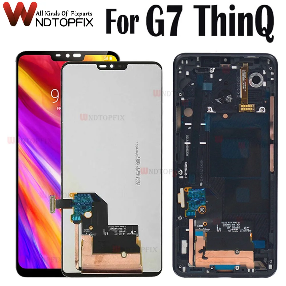Дигитайзер сенсорного экрана в сборе для LG G7 ThinQ LCD G710 G710EM G710PM G710VMP, запасные части для LG G7 LCD с рамкой