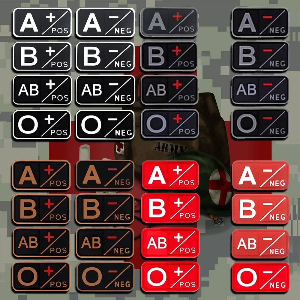A B AB O Rh +-позитивная отрицательная 3D ПВХ нашивка в виде крови военный крючок и