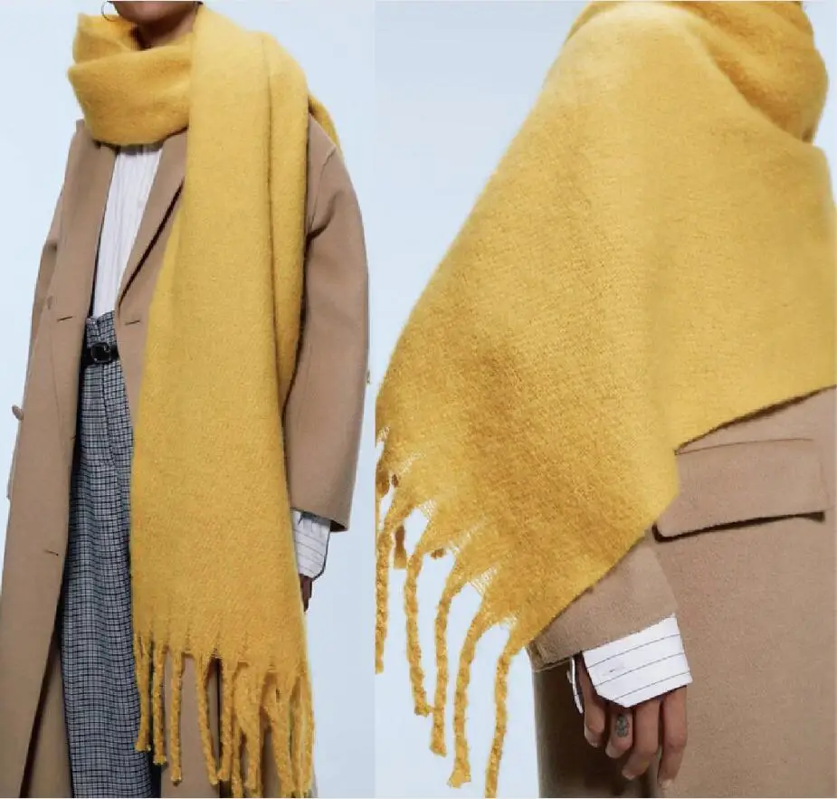 

Luxury Winter Scarf Women Cashmere Warm Pashmina Foulard Female Solid Shawls Wraps Thick Soft Bufanda Tassels Scarves Long Stole