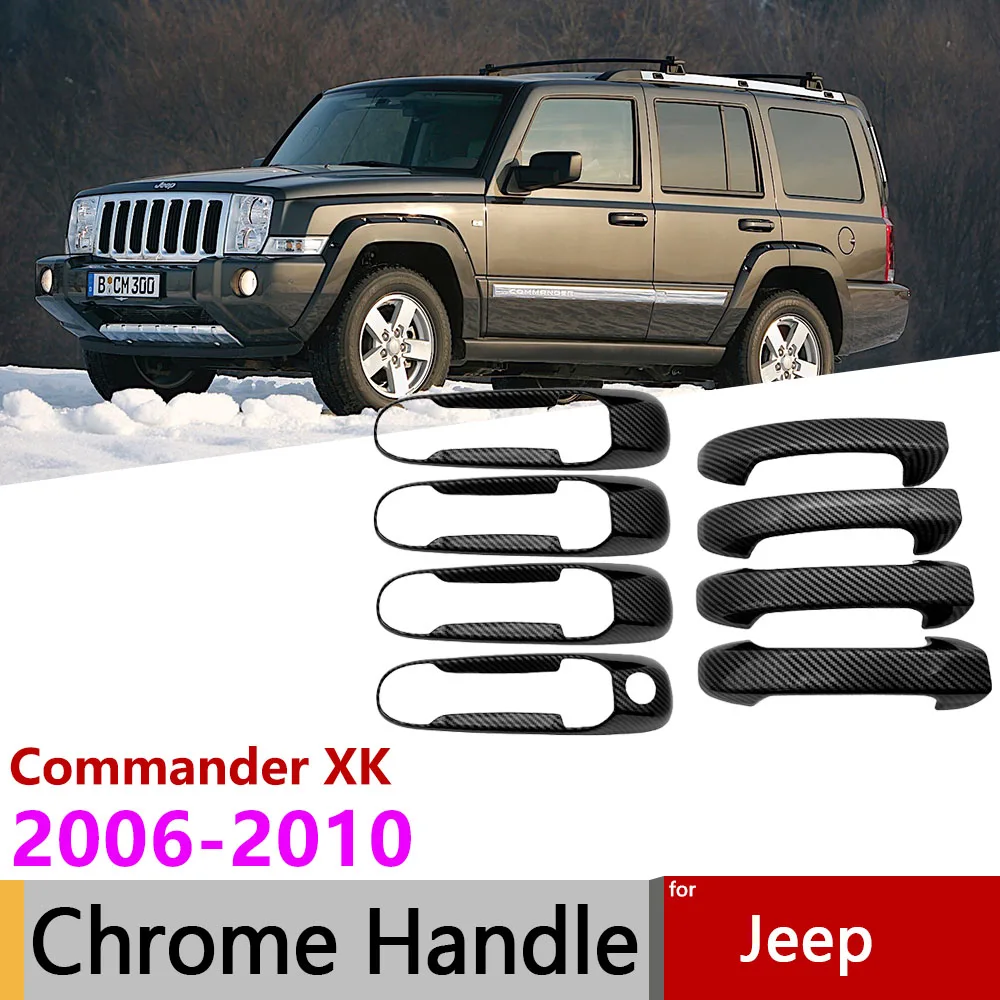 

Черная крышка ручки дверной ручки из углеродного волокна для Jeep Commander XK 2006 ~ 2010 2007 2008, запчасти для автомобиля, аксессуары, Стилизация наклеек