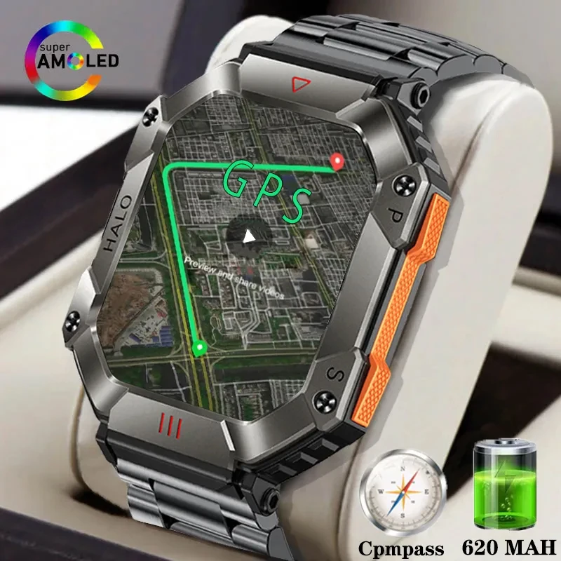 2023 New For Huawei Military Outdoor Men's Smart Watch Compass GPS Track Weather AI Voice 100+Sports Modes 620 mAh SmartWatch
