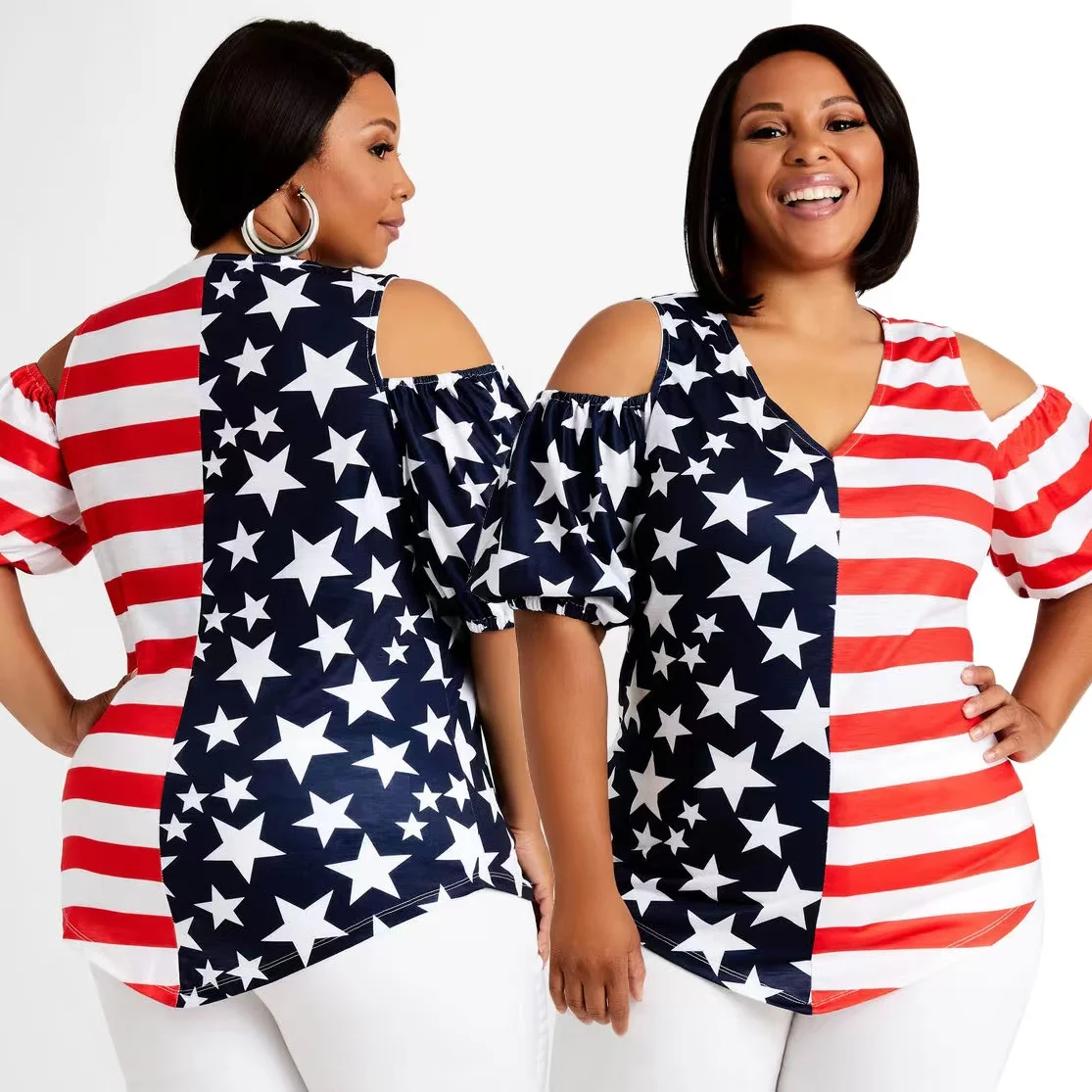 

Plus-size Short sleeve women's print color casual loose T XL-4XL