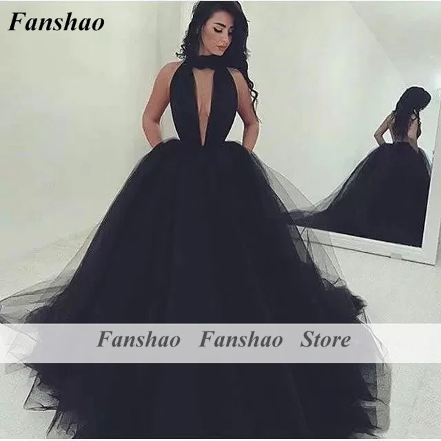 

Fanshao wd862 Ball Gown Quinceanera Dress Tulle Backless Halter Evening Gown Formal Celebrity Custom Made Dress