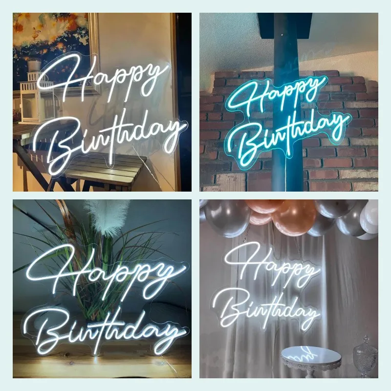 

Happy Birthday Neon Sign Custom Party Neon Light Event Wedding Party Decor LED Neon Night Lights Home Room Wall Decoration