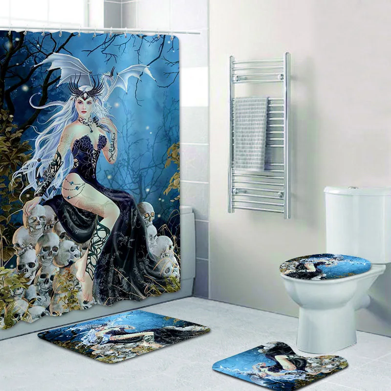 Занавеска для душа в ванную комнату Фея и дракон | Занавески