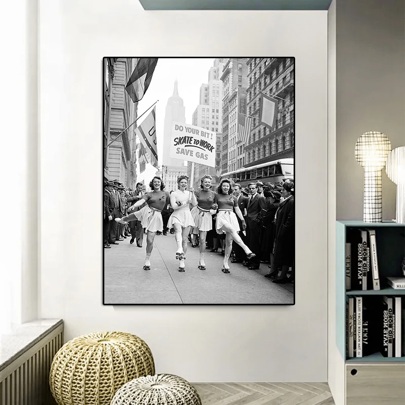 ВИНТАЖНАЯ фотография 1940-х годов печать скейт для работы ролики Вторая мировая