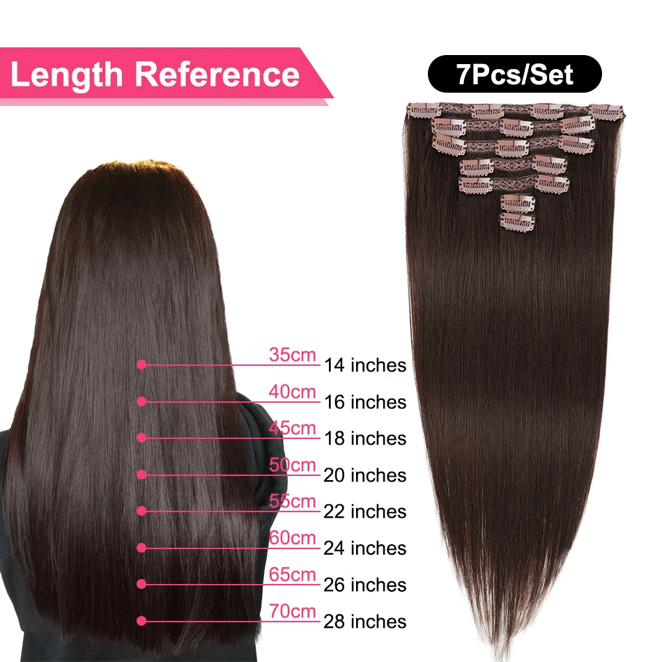 7 шт. пряди для наращивания волос 14-26 дюймов