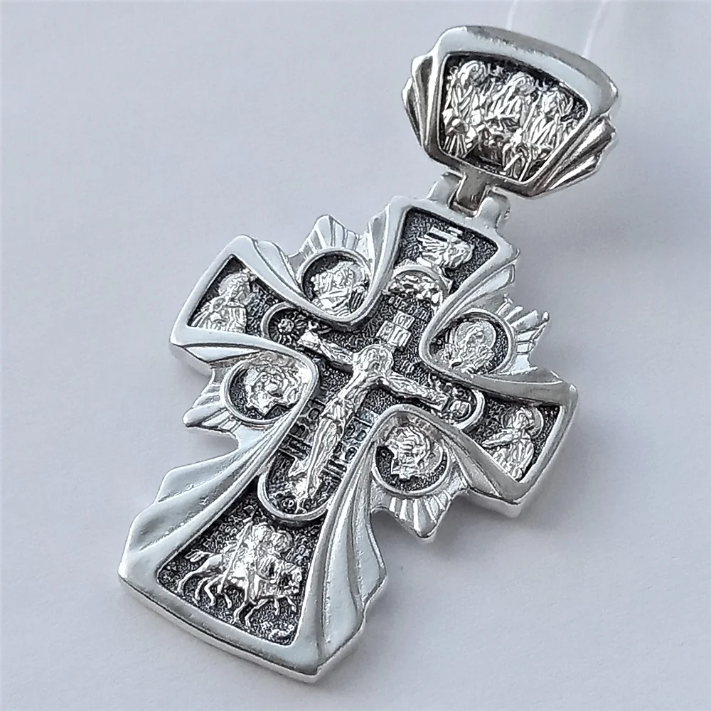 Russisch-Orthodoxe Silber 925   Kreuz Крест Святой Илья Пророк. 