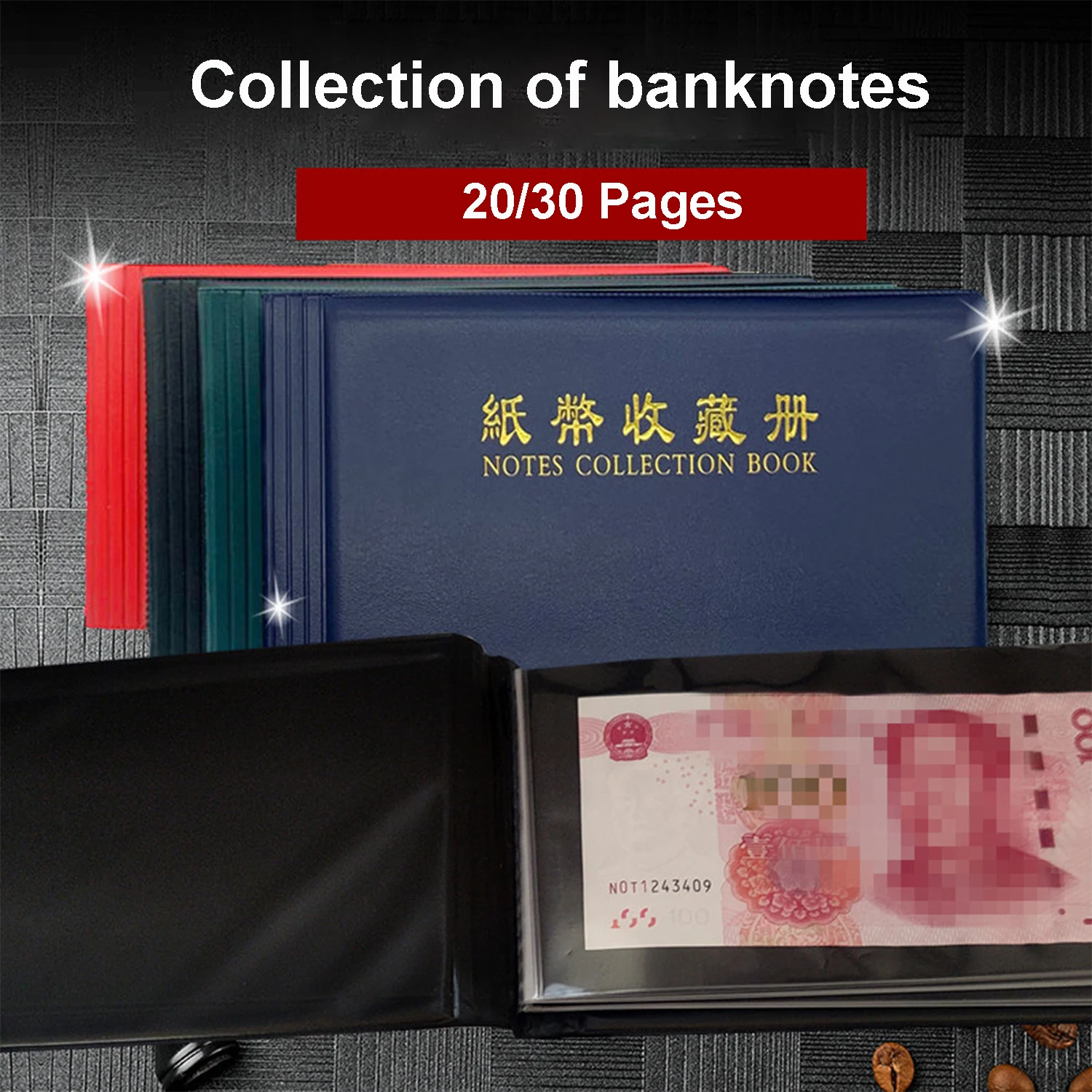 20/30 Pages Paper Money Album Banknote Albums Paper Money Collection Book Coin Album, Can Store 60 Bills