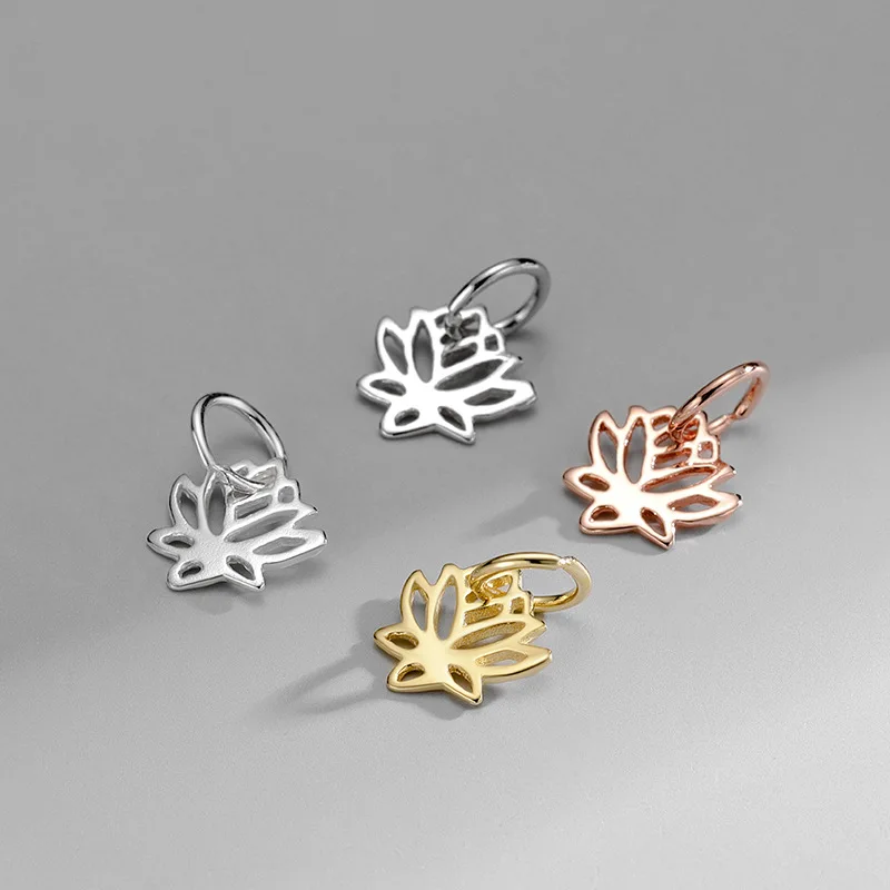 Wholesale S925 Sterling Silver Hollowed Out Lotus Pendant 18K Gold Plated Necklace Bracelet DIY Jewelry Accessories