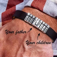 dascusto personalized leather bracelet fathers day gifts for him customized name beads men bracelet diy bracelet gift for mens