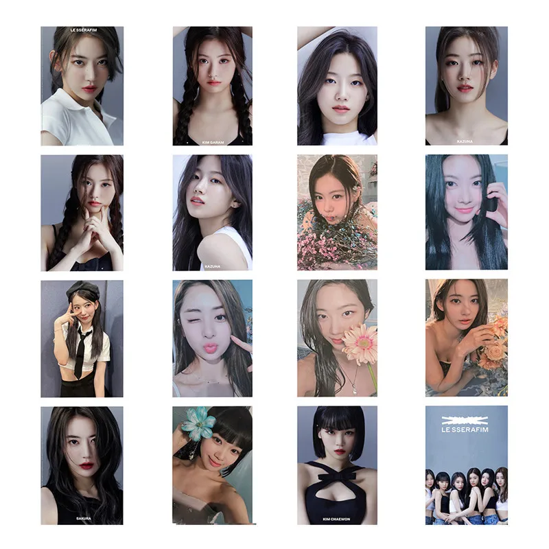 

16pcs/set KPOP South Korea Group LESSERAFIM Album FEARLESS Photocard Postcard Sakura Garam Chae Won EUNCHAE Fans Collection Gift