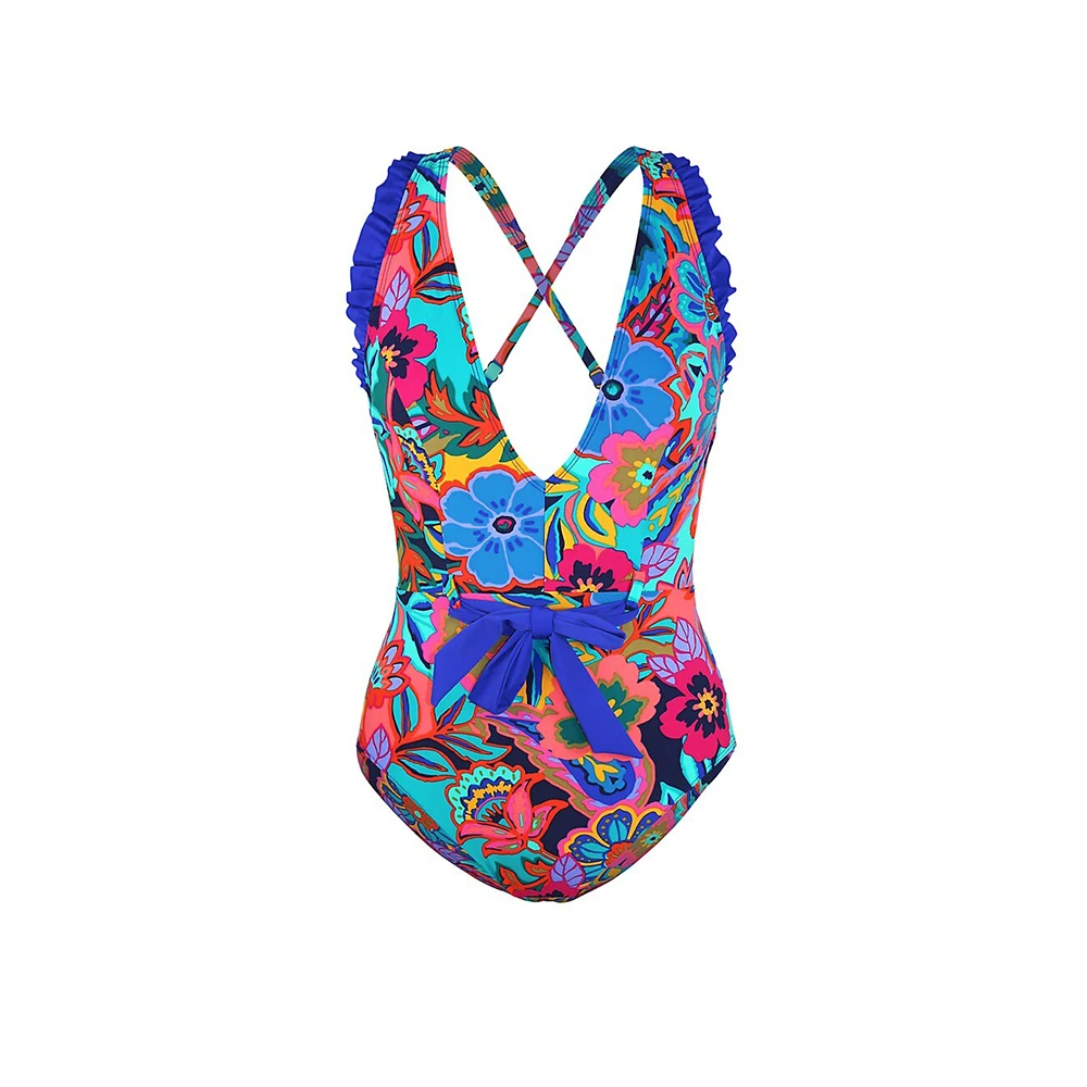

Треугольные микро бикини сексуальный цельный купальник женский летний купальный костюм 2022 роскошный цветочный принт с кружевом
