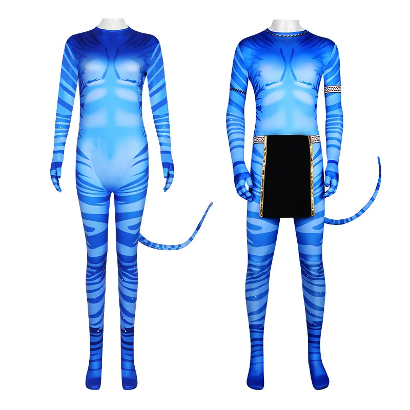 

Hot Sale New Movie Jake Sully Anime Halloween Cosplay Costume 3D Style Bodysuit For Adult Men Jumpsuit