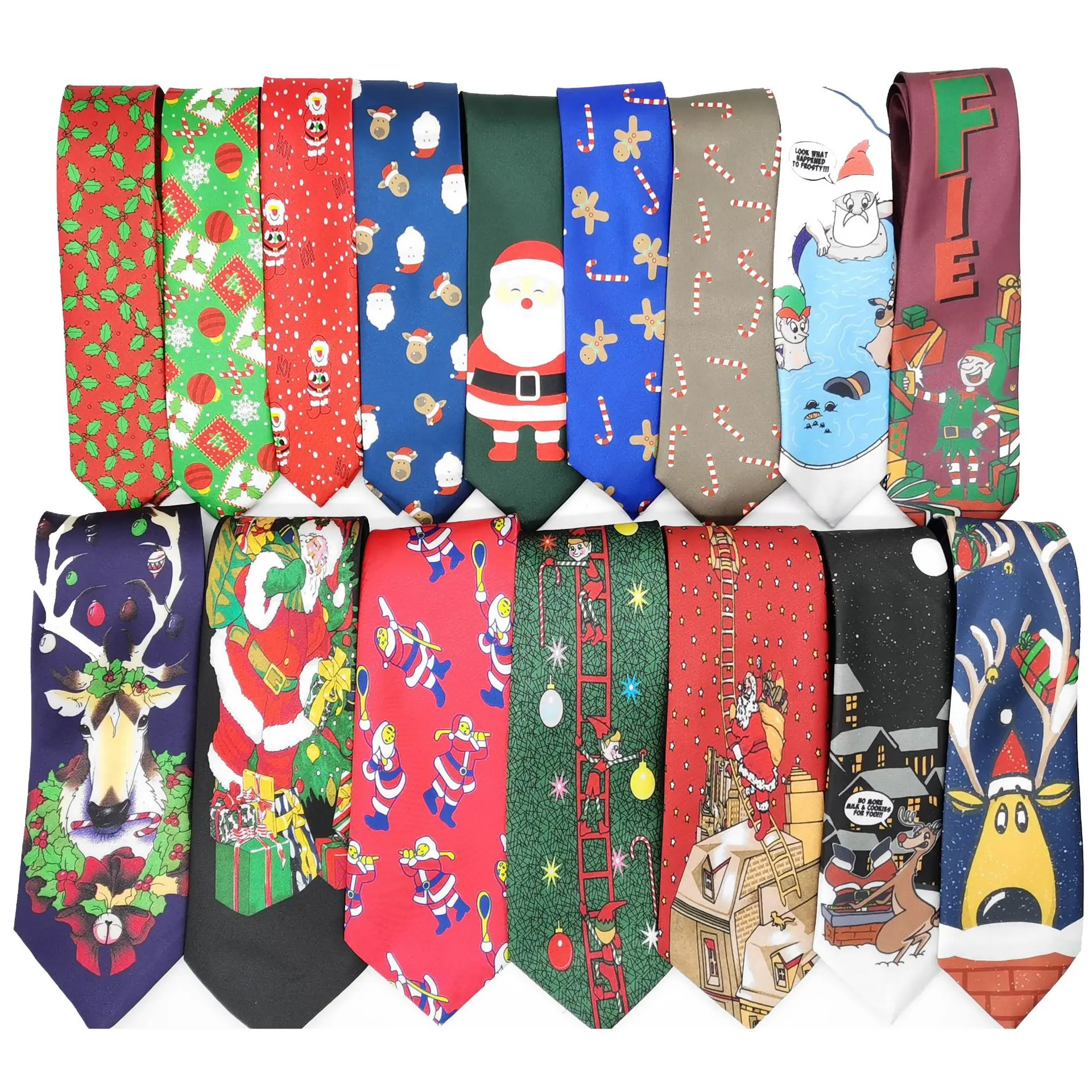 

Christmas Silk Ties Santa Claus Snowman Elk Tree Xmas Print Neckties Cravat Noel Party Christmas Gifts for Men Father Husband