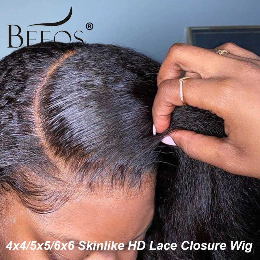 

36in 250% Afro Kinky Straight 6x6 HD Lace Closure Wig Pre plucked Invisible 5x5 HD Lace Closure Wig For Women Brazilian Remy