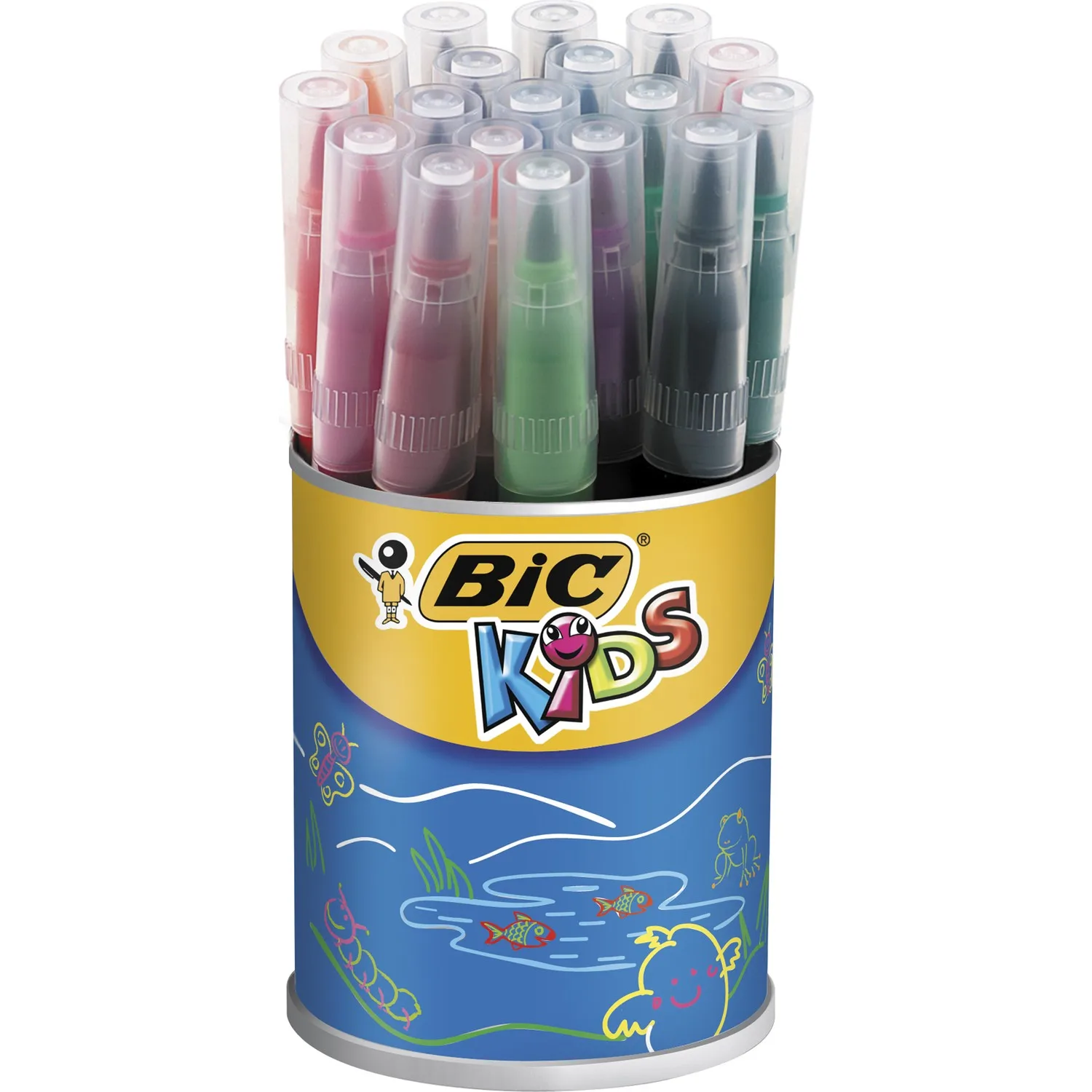 Bic Kids Visaquarelle Brush End Felt Crayons 18 Color Jars-1
