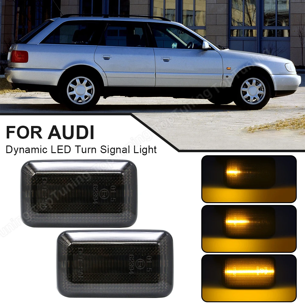 For Audi A6 S6 100 C3 C4 200 80 90 B2/B3/B4 Cabriolet Coupe V8 Dynamic LED Side Marker Lamp Turn Signal Indicator Light