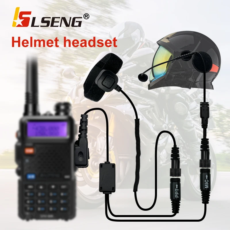 LSENG Walkie Talkie Helmet Headset 2 Pin K Plug PTT Motorcycle Headphone For Kenwood Baofeng UV5R BF888S Ham Radio Two Way Radio