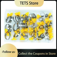 20pcs stainless steel adjustable butterfly hose clamp with plastic handle worm gear pipe clips hoop fixed tool for home plumbing