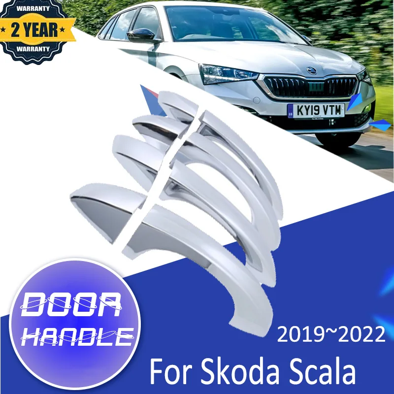 

Chrome Car Door Handle Cover Car For VW Volkswagen Skoda Scala 2019~2022 Luxurious Auto Trim Sticker Car Sticker Car Accessoires