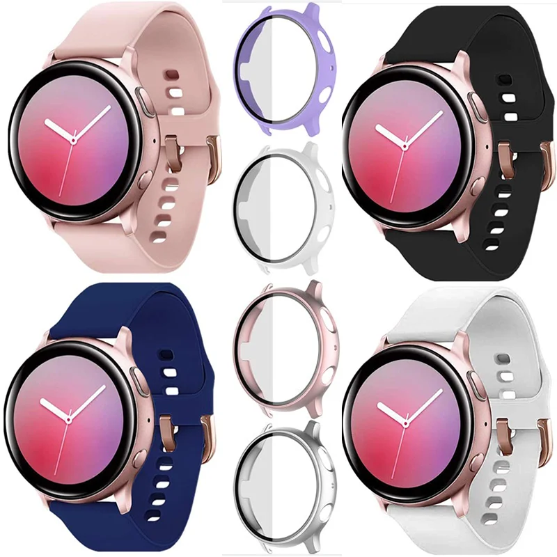 

Glass+Case For Samsung Galaxy Watch Active 2 44mm 40mm All cover Bumper+Screen Protector film Correa for Galaxy watch 4 44/40 mm