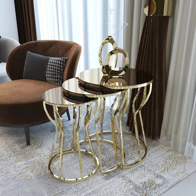 

TRIPLE TABLE CLOCK DESIGN METAL GOLD AND SILVER FOOT BRONZE Smoked MIRROR MARBLE PATTERN HOBBY AND ACTIVITY TABLE BASE