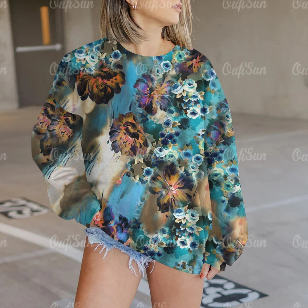 Свитшот женский с длинным рукавом и 3D-принтом