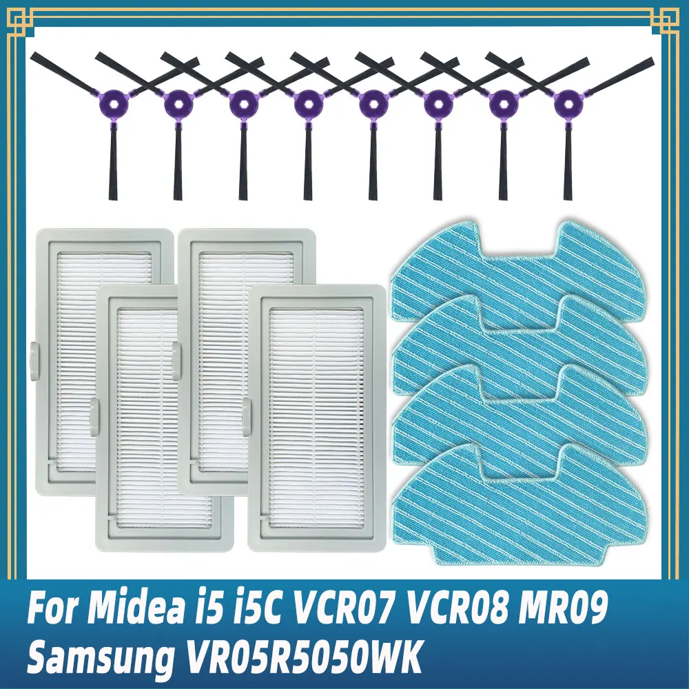 

For Midea i5 i5C VCR07 VCR08 MR09 / Samsung Powerbot-E VR05R5050WK Robot Vacuum Spare Parts Side Brush Hepa Filter Mop Rag