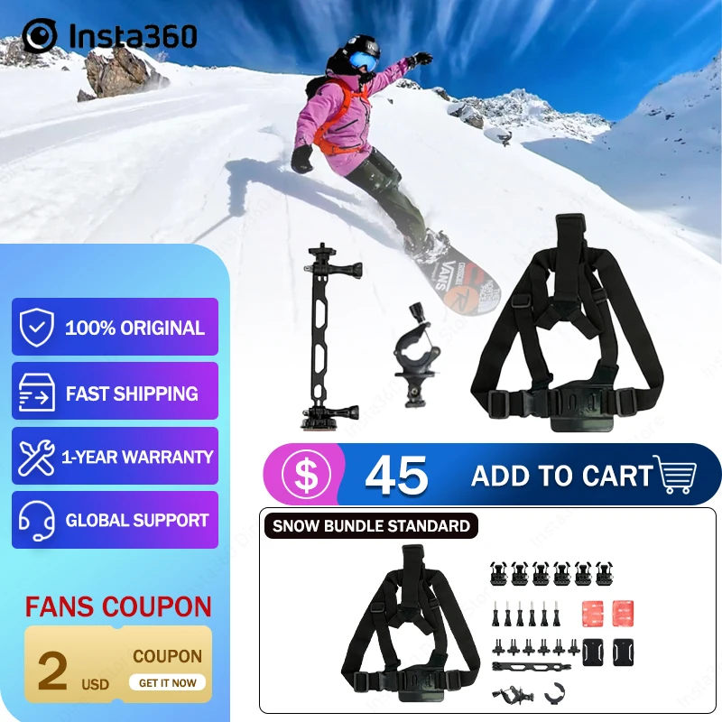Insta360 Snow Bundle оригинальные аксессуары для X3 ONE RS (1 дюйм 360 не входит в комплект) GO 2 X2 R