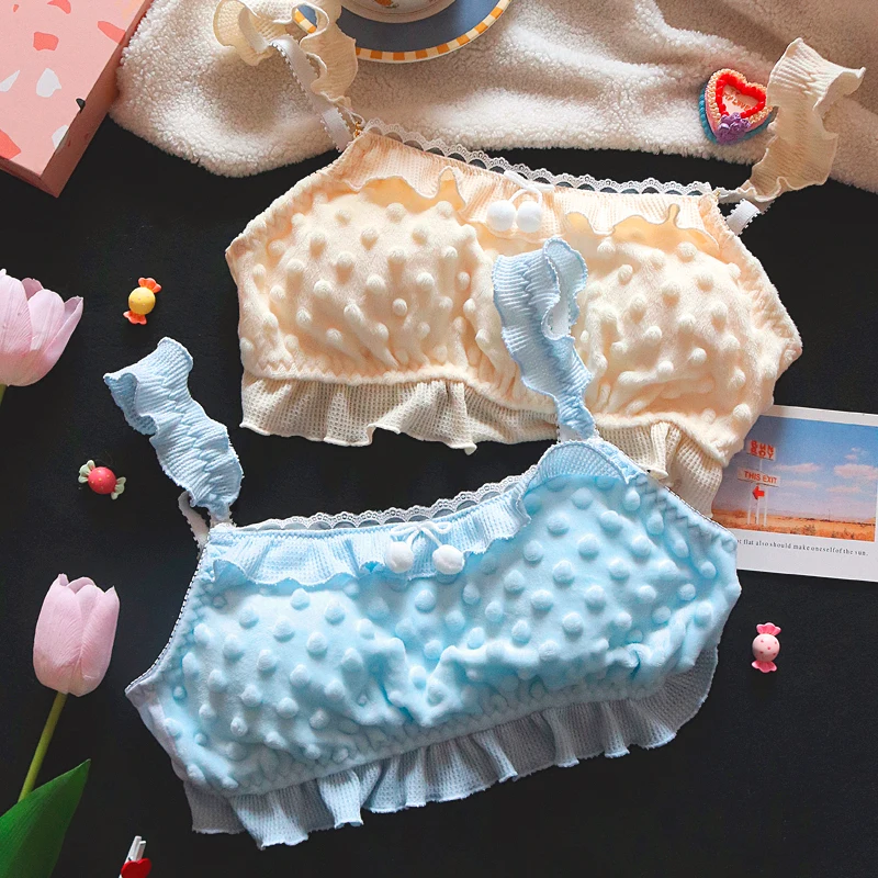 

Осенне-зимнее плюшевое нижнее белье для девушек, костюм с трусиками, женский милый топ без стальных колец, комплект нижнего белья