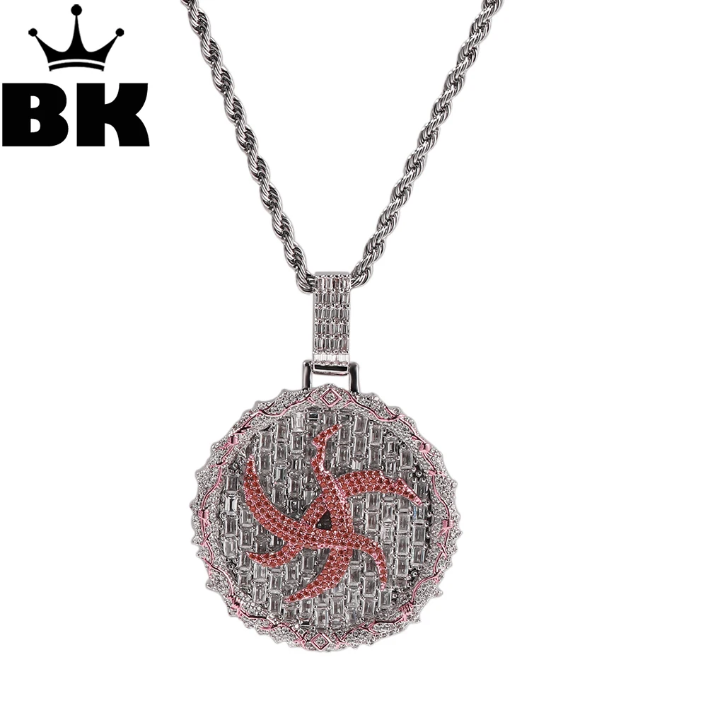 

Цепочка с кулоном BLING KING Мужская, ожерелье с кулоном в виде Красной шипы, теннисная цепь с фианитом, украшение в стиле хип-хоп