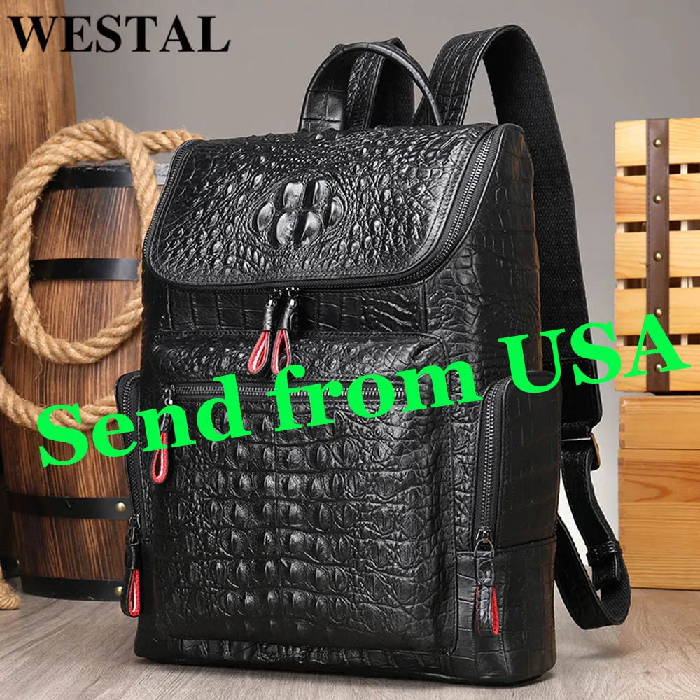 WESTAL Mens Leather Backpacks for School Teenagers Boy Black Bookbag Back to School Designer Backpack Purses for Laptop Daypacks