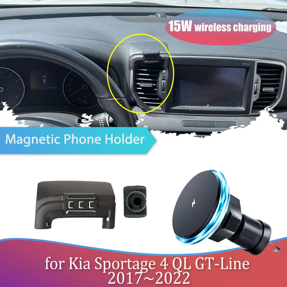 Автомобильный держатель телефона мощностью 15 Вт для Kia Sportage 4 QL GT-Line 2017~2022 2018 2019 2020