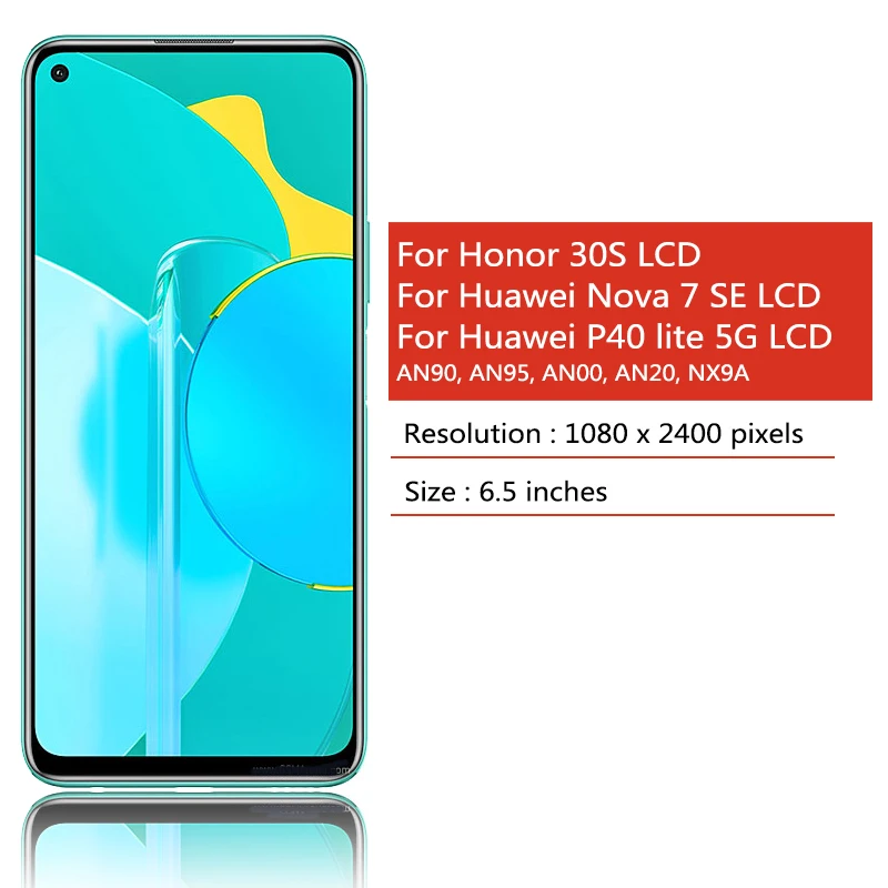 6 5 &quotnova 7 SE CDY-AN00 дисплей для Huawei P40 Lite 5G lcd Сенсорная панель экран дигитайзер Honor 30S
