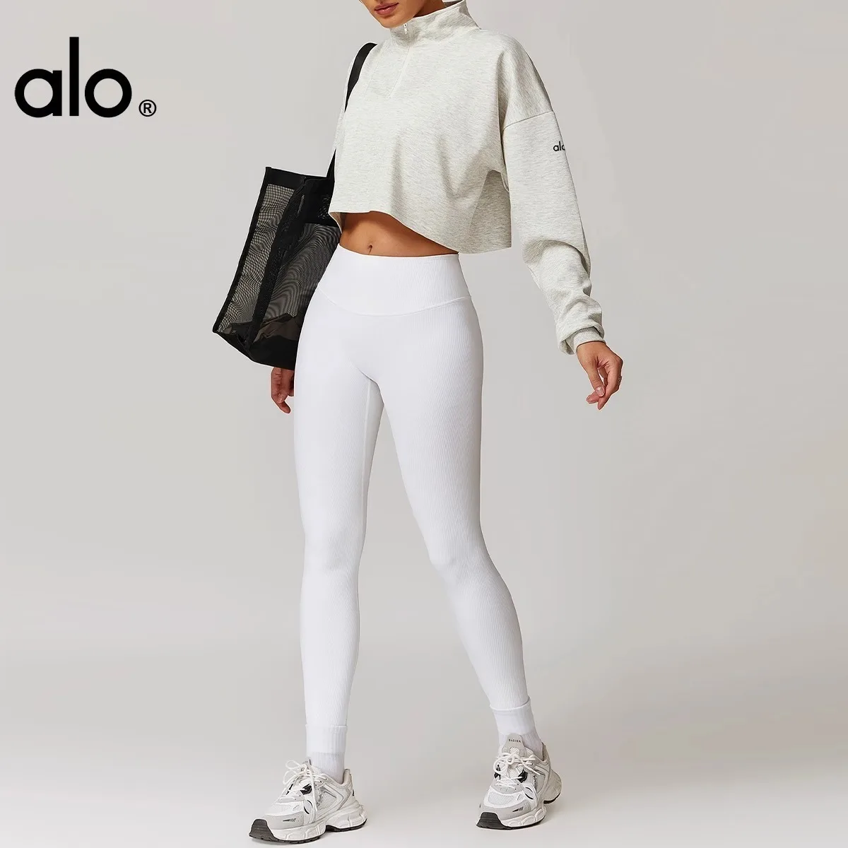 Женская одежда для йоги в стиле ALO осень-зима 2024 черная куртка топ фитнеса