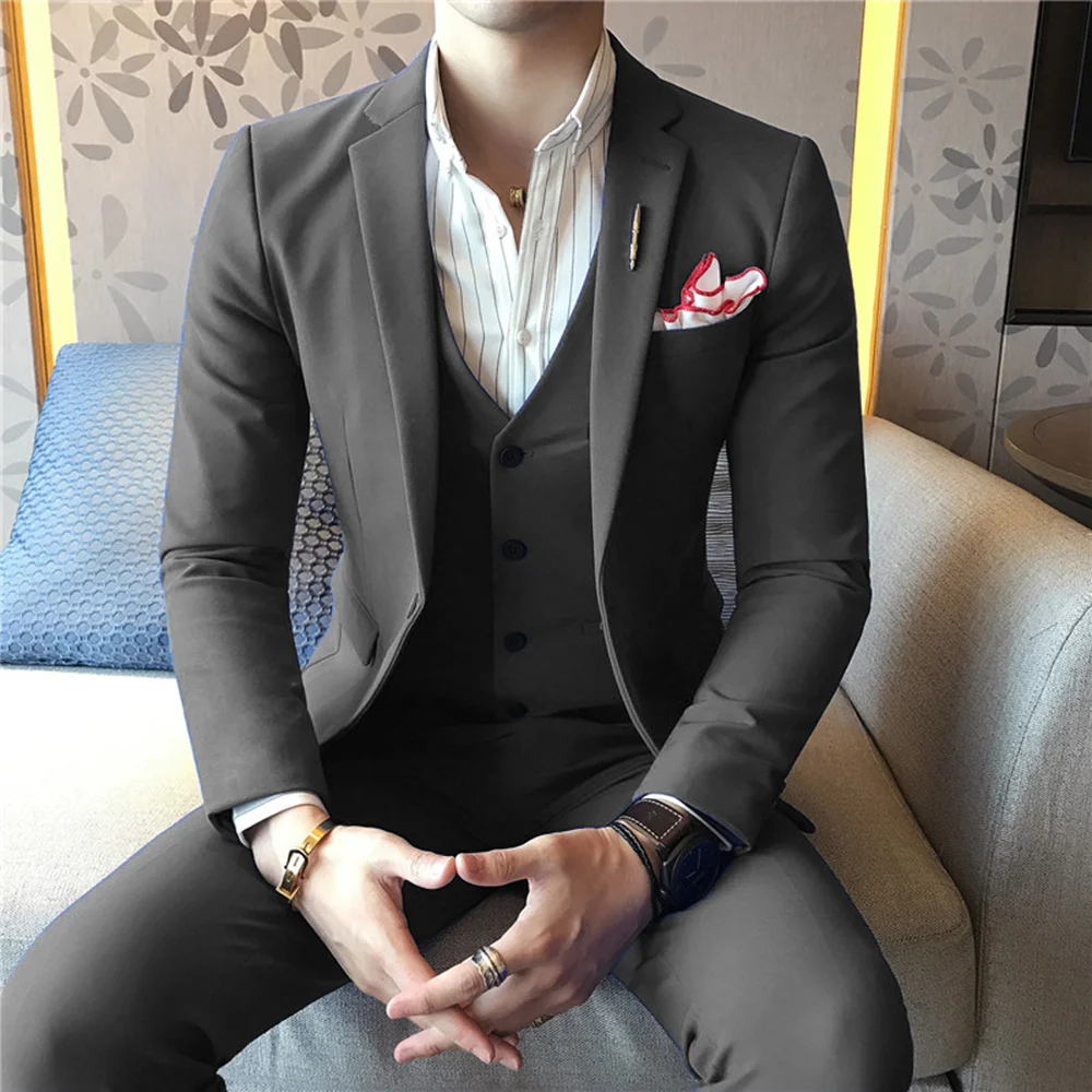 Классический облегающий мужской костюм из 3 предметов белый официальный смокинг