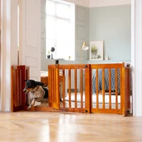 Adjustable Length Free Stand Solid Wood Decorative Panels Isolation Indoor Dog Barrier Fence Pet Cat Door Ladder Gate Cage