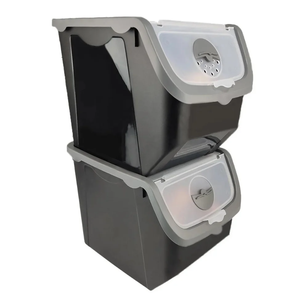 2 контейнера для хранения лука и картофеля 12 литров серый контейнер пищевой