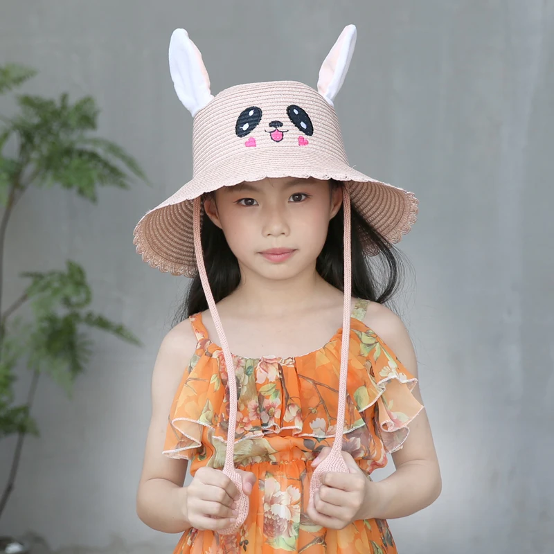 

Olokele 2022 Children Straw Caps with Moving Ears Cute Funny Hat Sun Hats for Kids Gift Headwear