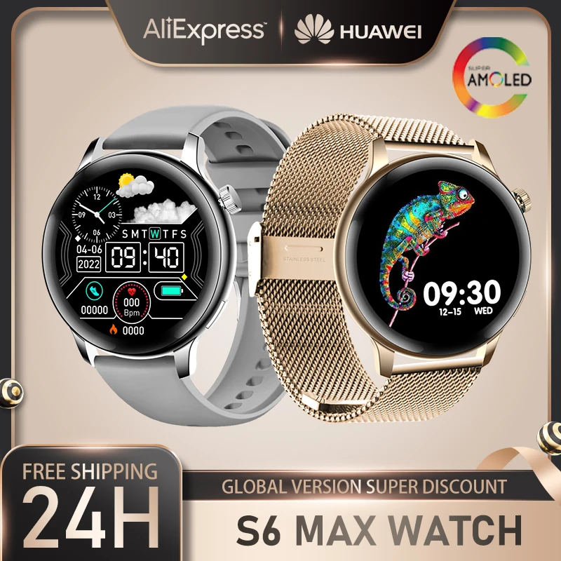 

Huawei S6 MAX Smartwatch Amoled HD Screen NFC Compass GPS Women Bluetooth Fitness Tracker Waterproof Sport Men Watch for Xiaomi