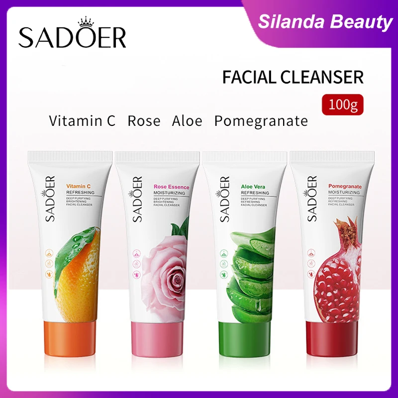 

Silanda Beauty Aloe Vera Rose Face Cleanser Facial Scrub Foam Remove Blackhead Moisturizing Shrink Pores Deep Clean Refreshing