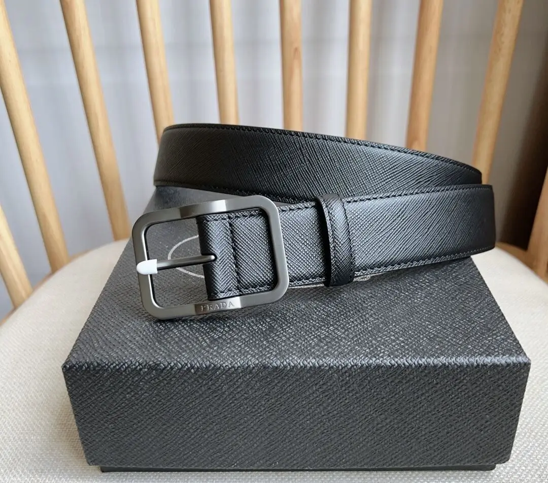 Модный И Элегантный Мужской Ремень В Стиле Prada Сотни Новых Моделей Копия 1:1 Пряжка