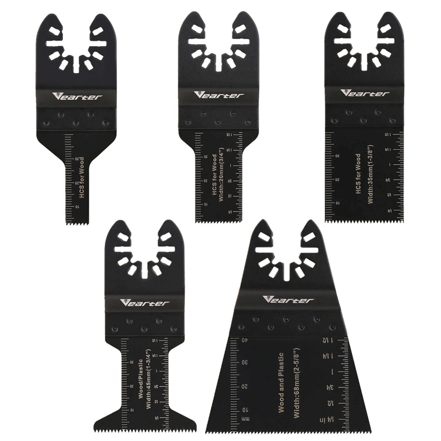 

Vearter 5 шт. 10-68 мм осциллирующий набор многофункциональных пильных полотен, универсальный набор для дерева, пластика, металла, совместимый с DeWalt Dremel