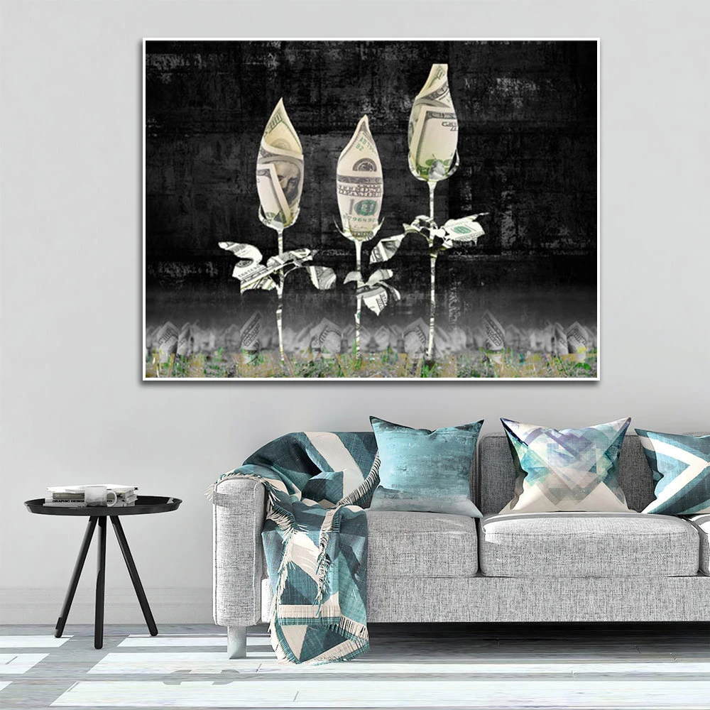 

Abstract Money Roses Canvas Painting Wall Art Poster And Print Modern Home Decoration Pictures For Living Room Office Frameless