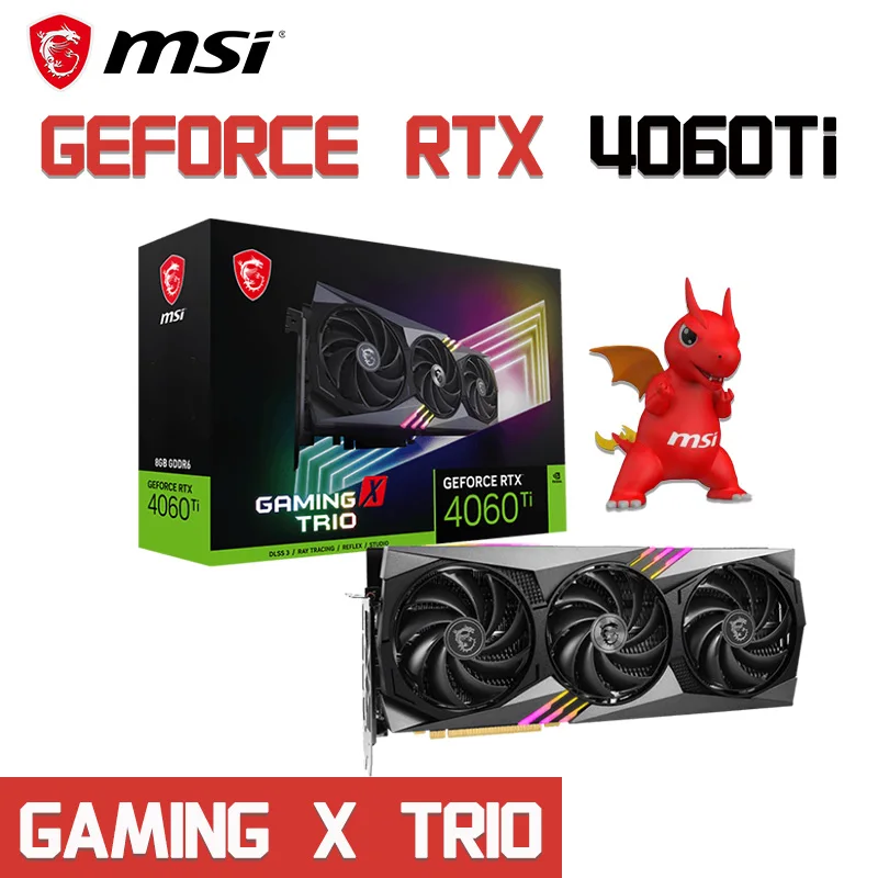 

Видеокарта MSI 4060Ti GAMING X TRIO 8G NVIDIA GeForce RTX 4060 Ti графическая карта GDDR6 8 Гб 128 бит HDMI DisplayPort игровой графический процессор