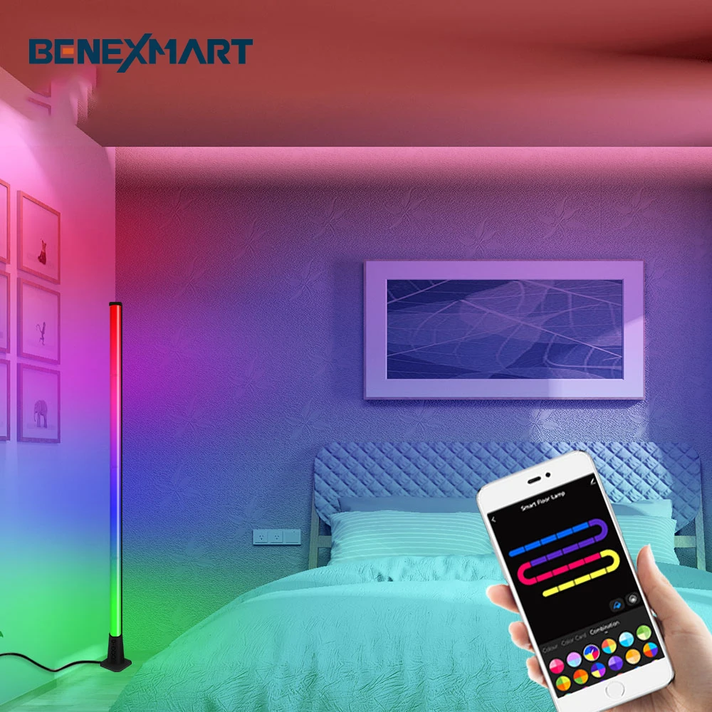 

Benexmart Tuya Smart WiFi LED Corner Floor Lamp RGB Dimmable DIY Night Light Alexa Google Home Atmospheric Standing Lights