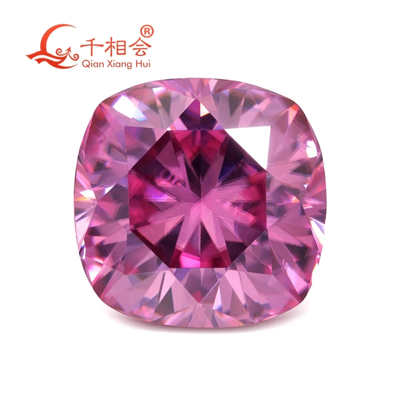 

Pink color cushion shape diamond cut moissanite loose stone for jewelry making