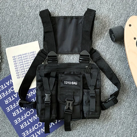 Molle Плечевой жилет Сумки из ткани Оксфорд Мужская нагрудная сумка с регулируемыми несколькими карманами Легкая для пеших прогулок путешествий езды на велосипеде